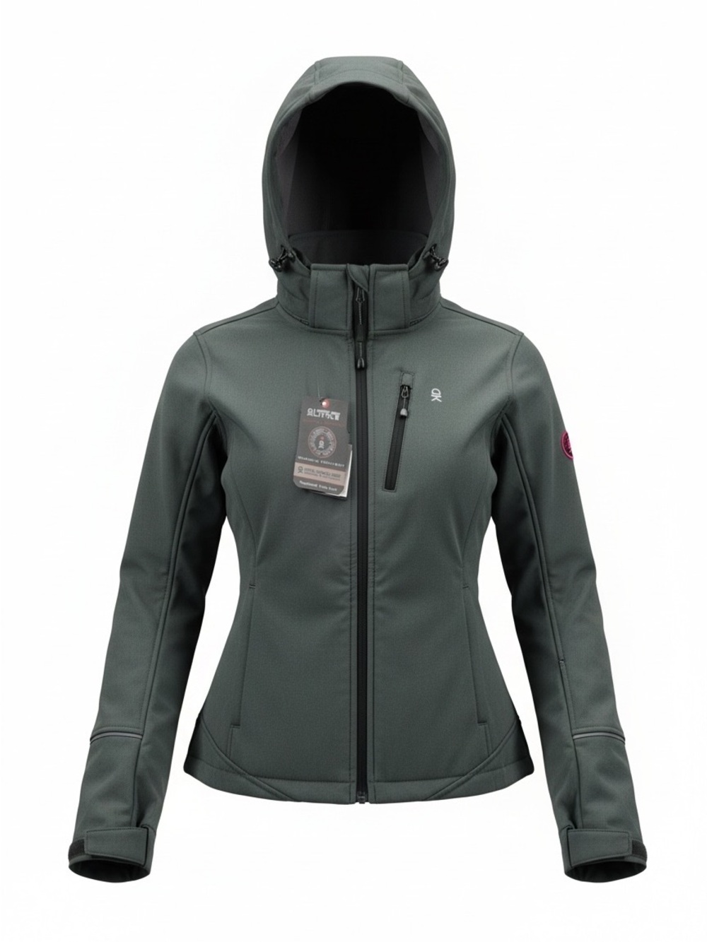Little Donkey Andy Women’s Hooded Softshell Jacket Gray Solid Logo Sz S